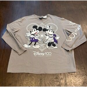 Disney 100th Anniversary T-Shirt Adult L Parks Mickey Minnie Mouse Long Sleeve